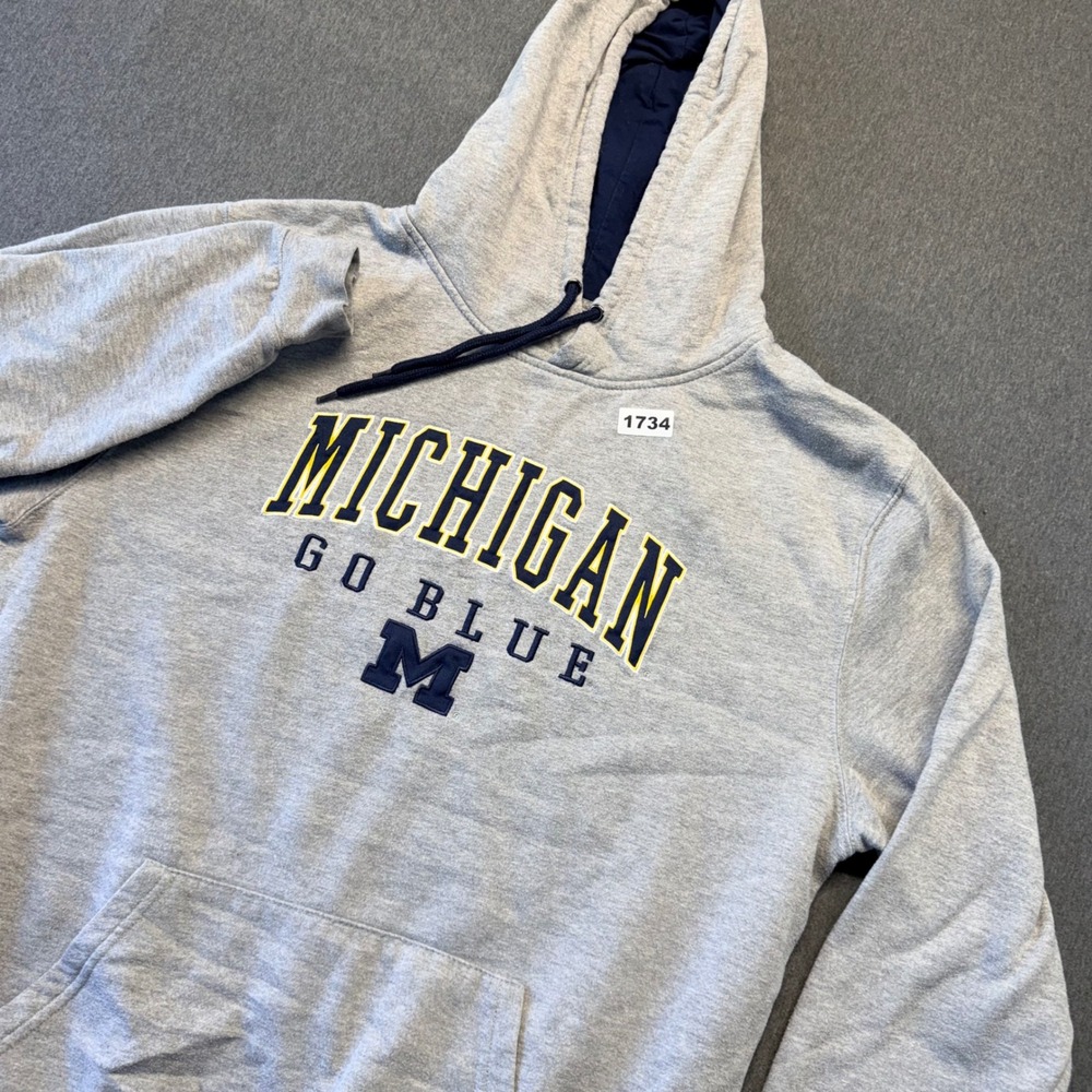 Colosseum Michigan Go Blue Hoodie Mens Heather Gray Block M Sweatshirt